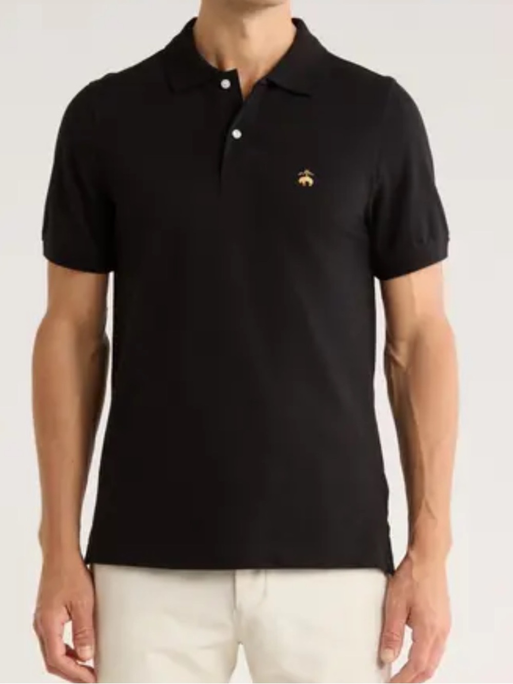 Brooks Brothers Black Classic 1818 Performance Polo with Gold BB Emblem